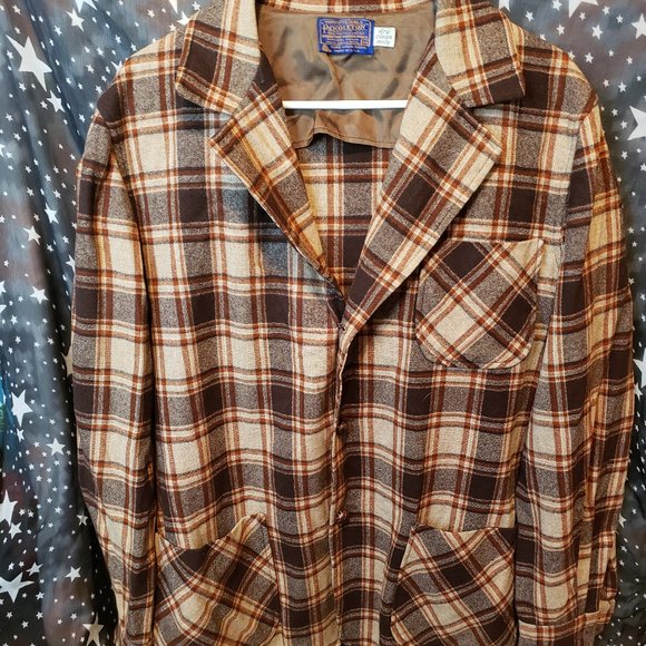 Pendleton Other - Pendleton Brown Plaid Coat 3 Pockets Wool